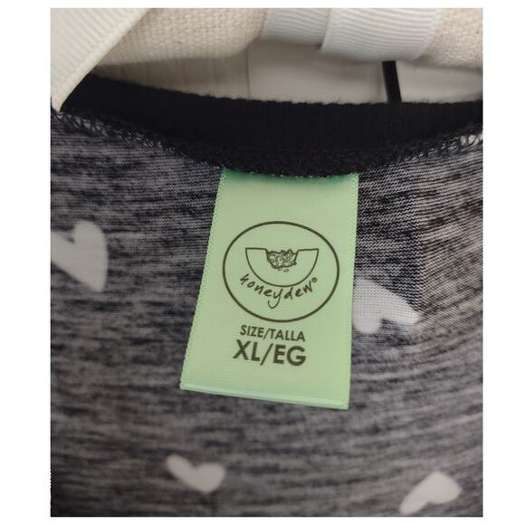 HONEYDEW 2pc Pajama Set Black White Short Sleeve Scoop Neck Elasticized Pants XL - Picture 6 of 7